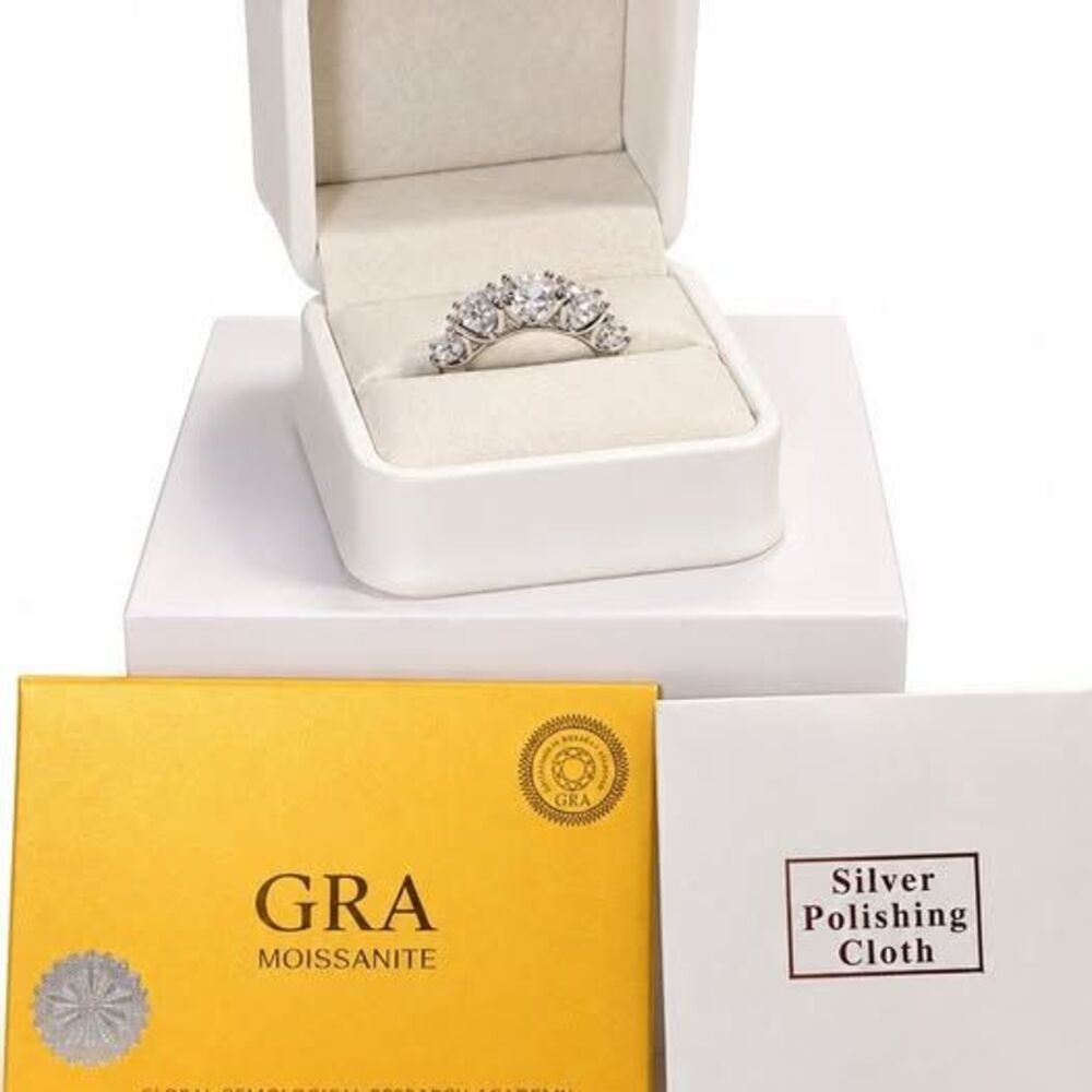 Half Eternity 5 Stone Moissanite Ring 6.5